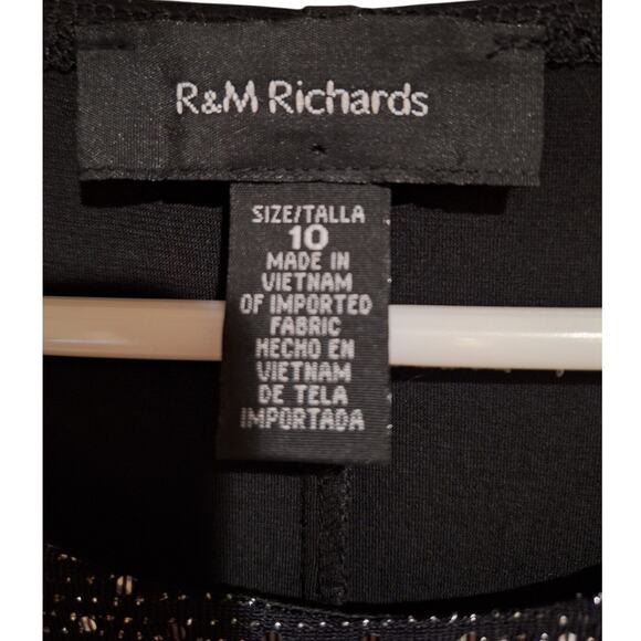 R&M Richards Women's Black Dress | Beaded Neckline, Attached Silver Necklace - Picture 3 of 8